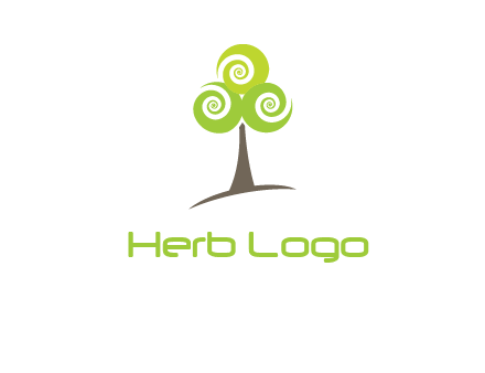 tree with swirl or spiral leaves logo