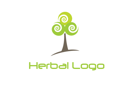 tree with swirl or spiral leaves logo