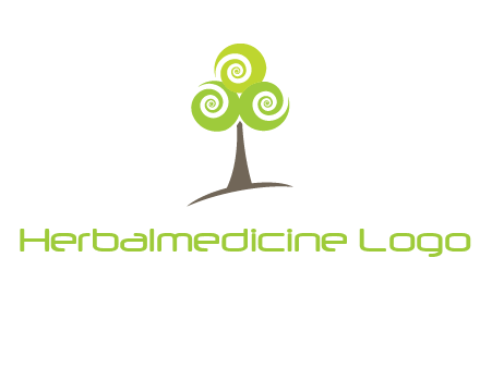 tree with swirl or spiral leaves logo