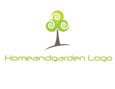 tree with swirl or spiral leaves logo