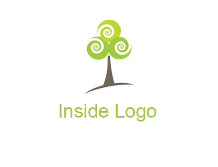 tree with swirl or spiral leaves logo