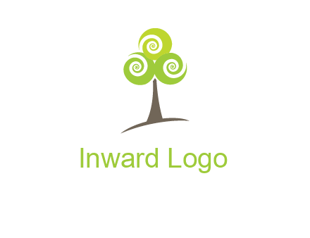tree with swirl or spiral leaves logo