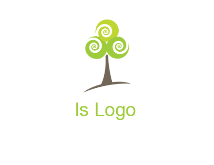 tree with swirl or spiral leaves logo