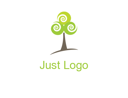 tree with swirl or spiral leaves logo
