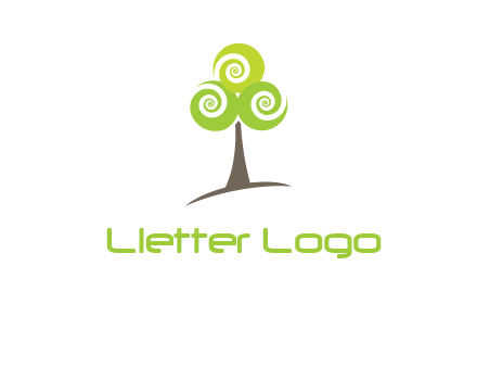 tree with swirl or spiral leaves logo