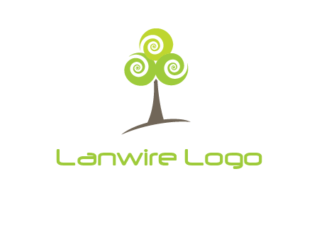 tree with swirl or spiral leaves logo