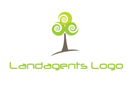 tree with swirl or spiral leaves logo