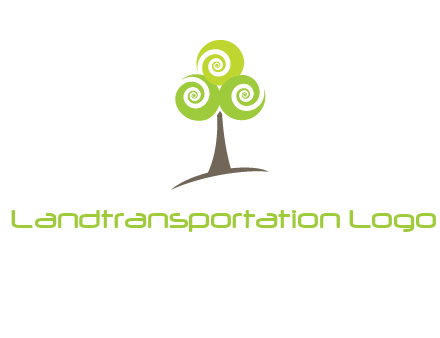 tree with swirl or spiral leaves logo