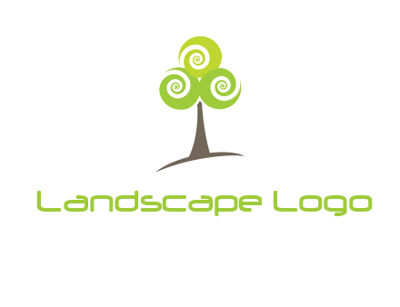 tree with swirl or spiral leaves logo