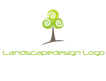 tree with swirl or spiral leaves logo