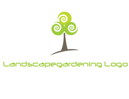 tree with swirl or spiral leaves logo