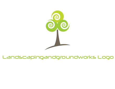 tree with swirl or spiral leaves logo