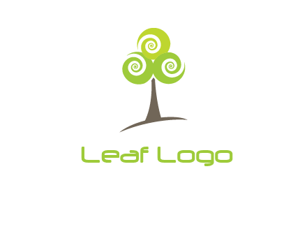 tree with swirl or spiral leaves logo