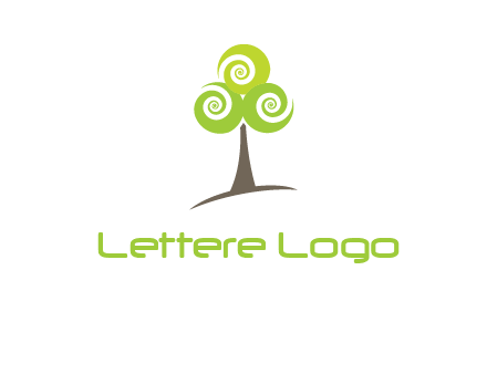 tree with swirl or spiral leaves logo