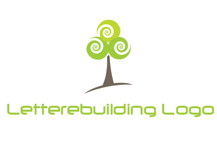tree with swirl or spiral leaves logo