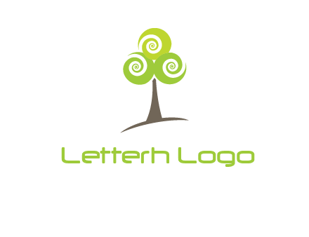 tree with swirl or spiral leaves logo