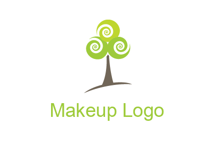 tree with swirl or spiral leaves logo