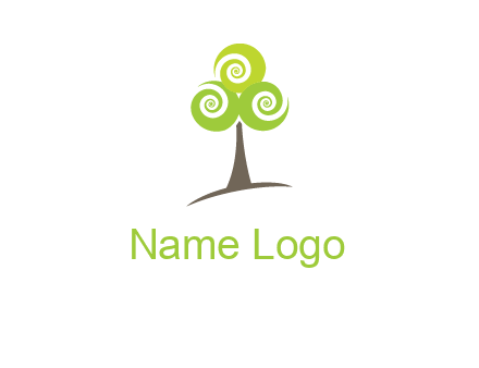 tree with swirl or spiral leaves logo