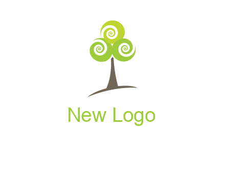 tree with swirl or spiral leaves logo