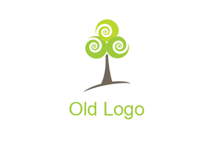 tree with swirl or spiral leaves logo