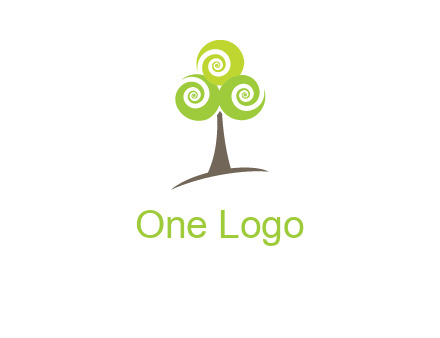 tree with swirl or spiral leaves logo