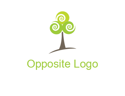 tree with swirl or spiral leaves logo