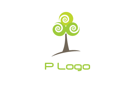 tree with swirl or spiral leaves logo