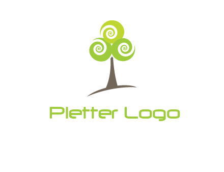 tree with swirl or spiral leaves logo