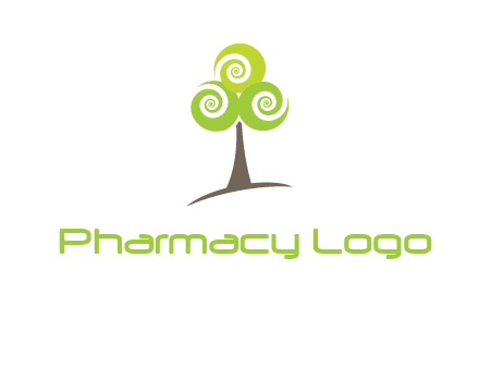 tree with swirl or spiral leaves logo