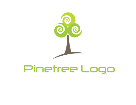 tree with swirl or spiral leaves logo