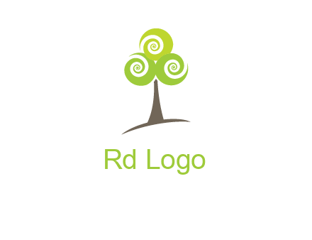 tree with swirl or spiral leaves logo