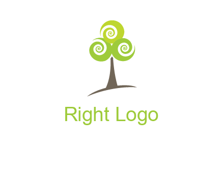 tree with swirl or spiral leaves logo