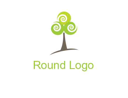 tree with swirl or spiral leaves logo
