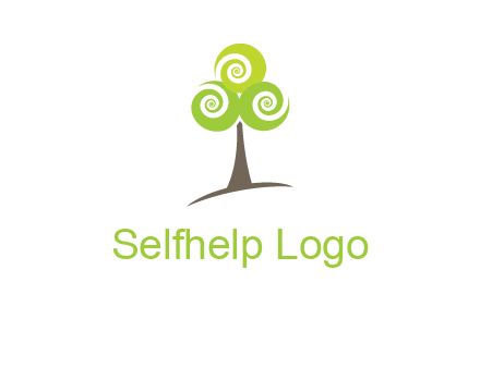 tree with swirl or spiral leaves logo