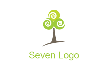tree with swirl or spiral leaves logo