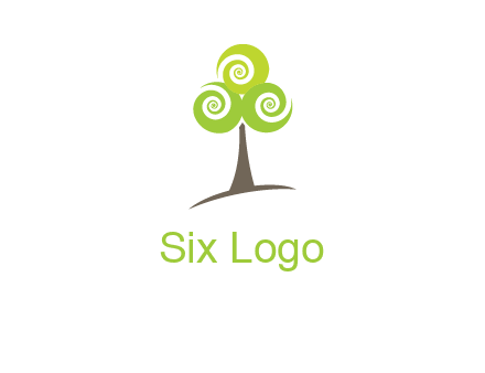 tree with swirl or spiral leaves logo