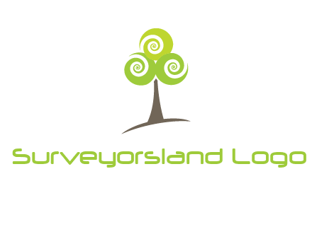 tree with swirl or spiral leaves logo
