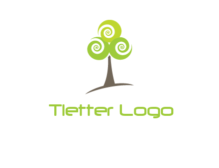 tree with swirl or spiral leaves logo