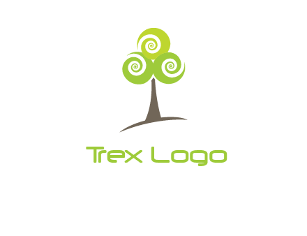 tree with swirl or spiral leaves logo
