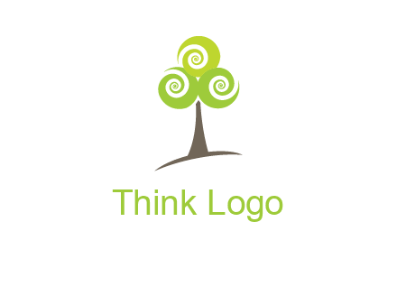 tree with swirl or spiral leaves logo