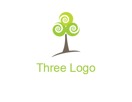 tree with swirl or spiral leaves logo