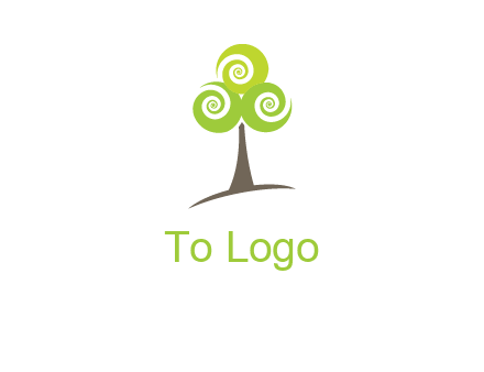 tree with swirl or spiral leaves logo