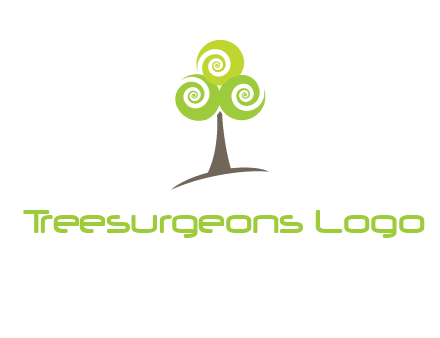 tree with swirl or spiral leaves logo