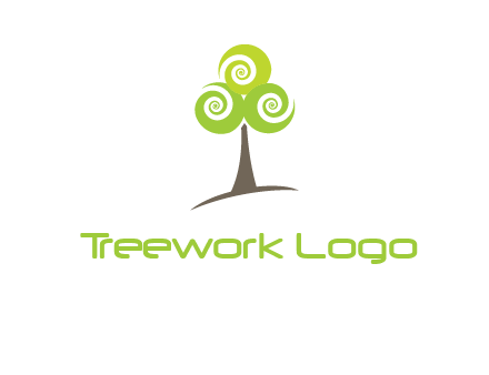 tree with swirl or spiral leaves logo