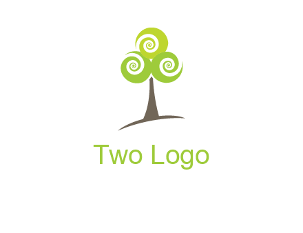 tree with swirl or spiral leaves logo