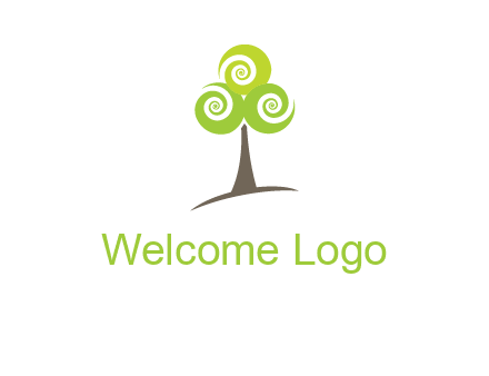 tree with swirl or spiral leaves logo