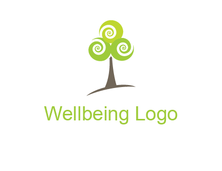 tree with swirl or spiral leaves logo