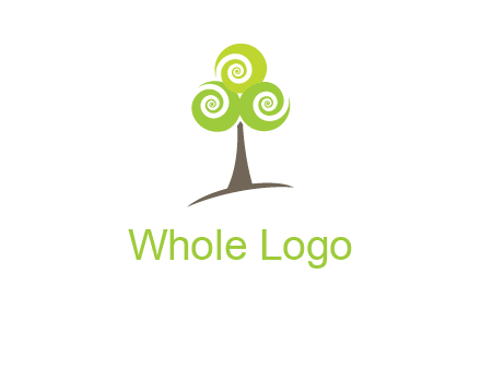 tree with swirl or spiral leaves logo