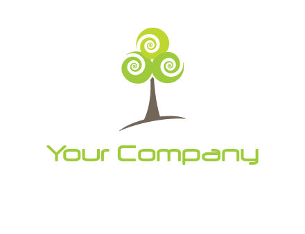 tree with swirl or spiral leaves logo