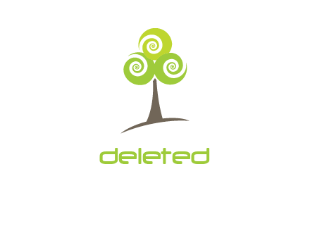 tree with swirl or spiral leaves logo